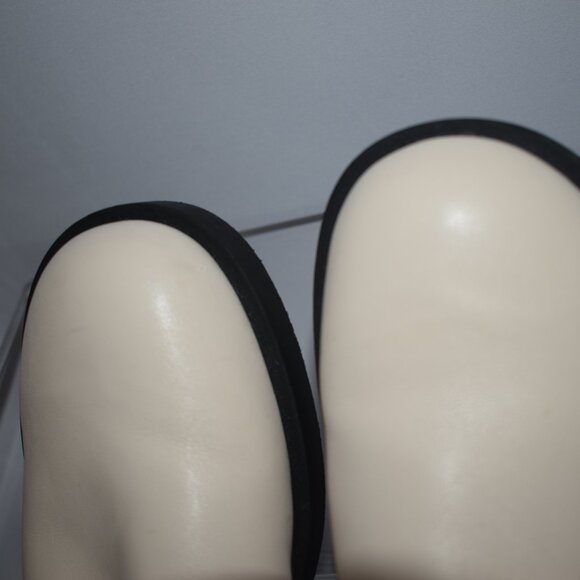 New MANGO Quilted Detail Clog Cream & Black Pebbled Leather Effect Size 41, 9-10 - Picture 4 of 7